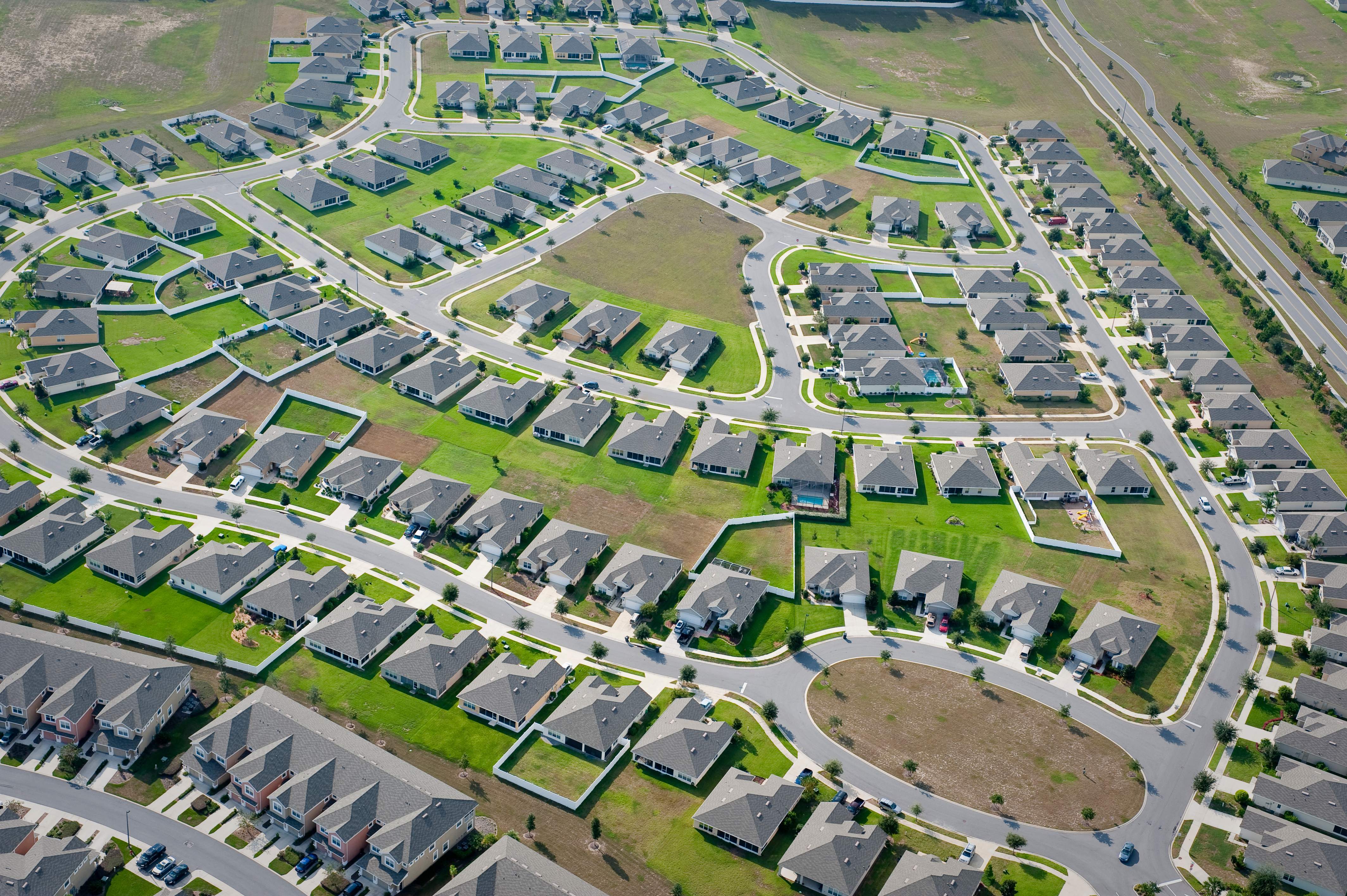 Community neighborhood aerial view