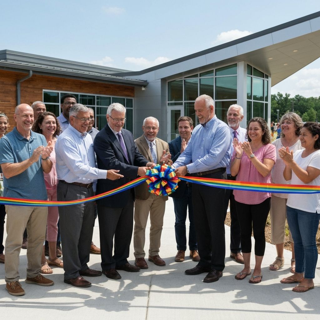 Community members at ribbon cutting ceremony